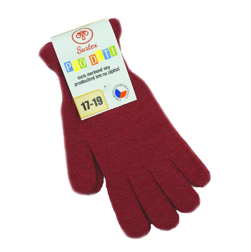 Detské rukavice Surtex - 100% merino - Červené